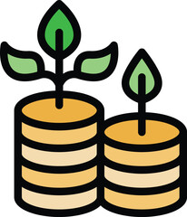Poster - This colorful icon shows a plant growing on a stack of coins, representing the concept of investment growth