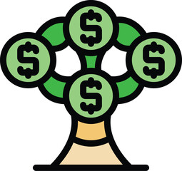 Poster - This vector icon of a money tree growing dollars represents financial growth and business success