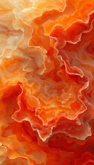 Poster - Bright orange and cream shapes swirl together, creating a mesmerizing abstract pattern that showcases dynamic depth and texture, perfect for a bold design element or artistic backdrop.