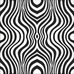 Poster - This artwork features an intricate black and white pattern with wavy lines creating a mesmerizing and fluid visual effect. The design evokes a sense of movement and rhythm, captivating the viewer.