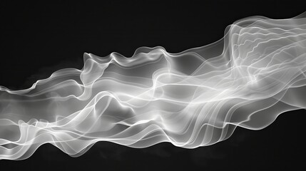 Poster - Delicate, flowing white waves undulate gracefully against a dark background, creating an abstract composition that inspires a sense of tranquility and movement. The interplay of light enhances depth.