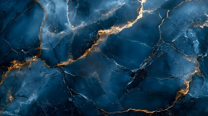  Blue Marble Background with Golden Veins - Abstract