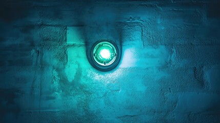 Poster - Green Light on Textured Wall in Dim Environment