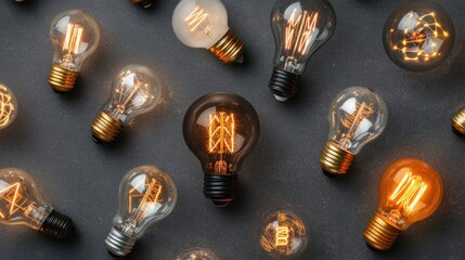 Poster - Vintage Light Bulbs on Dark Surface