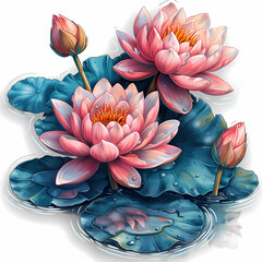 Wall Mural - pink water lily
