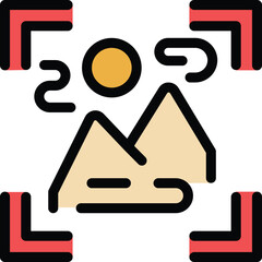 Poster - This icon represents the action of taking a photo of a mountain landscape
