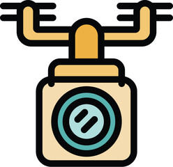 Poster - Drone camera taking photo icon. Outline drone camera taking photo vector icon color flat isolated
