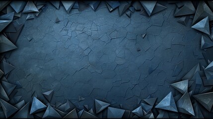 Poster - A dark blue textured background is framed by numerous triangular shapes. The jagged edges create a striking contrast, adding depth and interest to the overall design, perfect for creative projects.