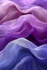 Poster - Textured fabric in various shades of purple ebbs and flows, creating gentle waves under soft lighting. The delicate layers blend harmoniously, evoking a sense of calm and elegance.