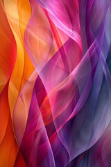 Poster - Bright waves of color intertwine in a vibrant display of abstract art, showcasing hues of orange, pink, and purple. The flowing design creates a sense of movement and energy throughout.
