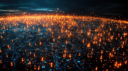 Poster - Futuristic Network with Bright Connections and Nodes