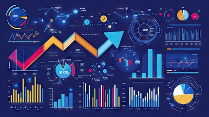 Poster - Colorful Data Visualization with Trend Charts and Graphs