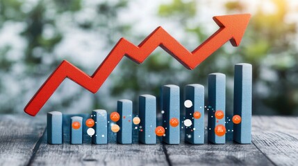 Poster - Growth Trend with Rising Graph and Colorful Icons