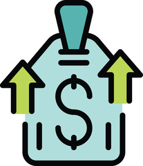 Poster - This vector illustration of a price tag shows the dollar currency increasing with green up arrows, perfect for topics about inflation or business