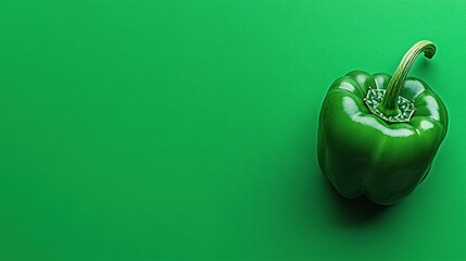 Poster - Green Bell Pepper on Green Background
