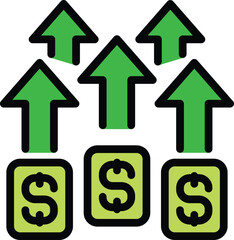 Poster - Green arrows pointing up above three dollar signs symbolizing increasing profits