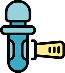 Poster - Electric muscle stimulator massager machine icon in modern filled outline style illustrating a therapy device