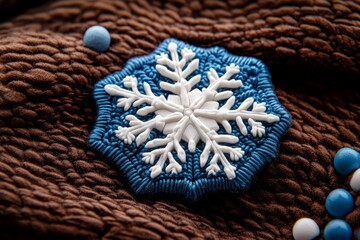 Poster - Minimalist line art of a snowflake with simple details, capturing the clean, delicate beauty of snowfall, symbolizing purity and simplicity