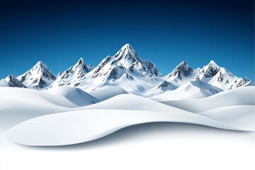 Poster - Outline of snow-covered mountains with light snowfall, capturing the clean, majestic beauty of winter peaks, symbolizing elegance and calm