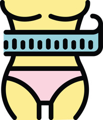 Poster - this icon depicts a woman measuring her waist, symbolizing weight loss, fitness, and a healthy lifes