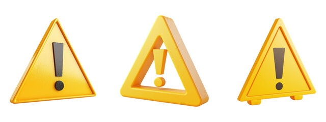 Poster - Yellow Warning Signs with Exclamation Marks  , isolated on transparent background