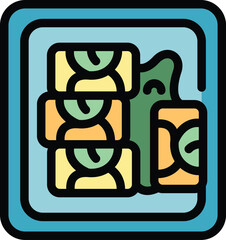 Poster - This colorful icon represents a healthy lunch with sandwiches and green juice, perfect for promoting a balanced diet