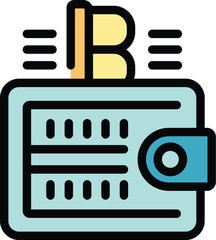 Poster - digital wallet adding cryptocurrency showing blockchain transaction with icon