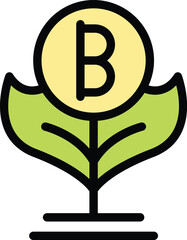 Poster - This colorful icon depicts a bitcoin growing like a plant, representing the concept of bitcoin growth