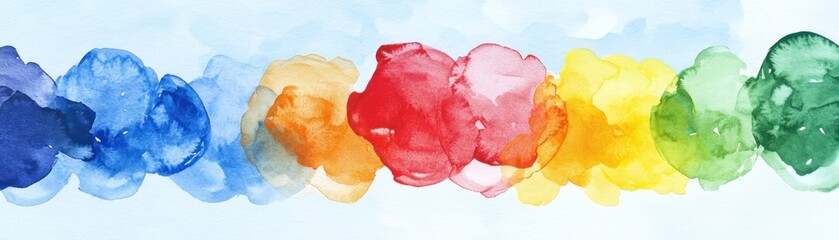 Poster - Watercolor Rainbow Abstract Art with Blue Background