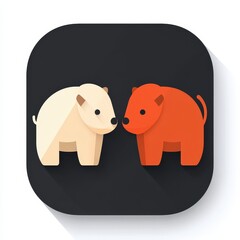 This stock photo features a simple app icon concept showcasing two cute animal characters, ideal for modern applications and creative projects.