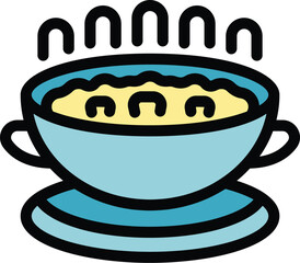 Poster - Simple icon of a steaming hot bowl of soup, perfect for representing comfort food