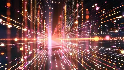 Fototapete - A stunning visualization of vibrant light trails and patterns creating a dynamic, futuristic atmosphere with a sense of depth.