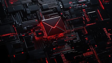 Aufkleber - Abstract technology background with mail sign,email marketing or newsletter concept, black background 