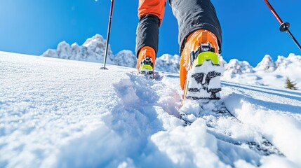 snowy adventure on skis in beautiful winter landscape