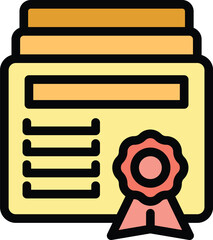 Poster - this colorful icon represents a diploma with a red ribbon and seal, perfect for representing graduat