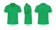 © ApoevArt - Modern green polo t-shirts mockup realistic vector illustrations set. Casual attire for summer season template 3d model on white background