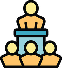 Poster - Politician standing at a podium giving a speech to a group of people