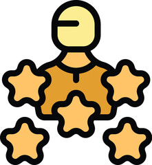 Poster - Businessman is surrounded by five stars, representing a positive customer experience