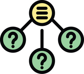 Poster - Vector icon depicting a decision making process with multiple question marks