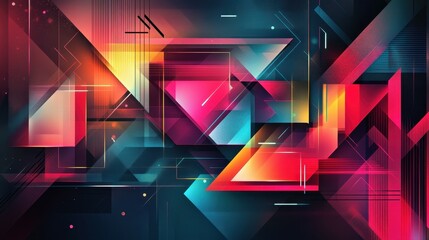 Poster - Futuristic abstract geometric shapes illuminated by neon lighting a dive into modern aesthetics and design trends