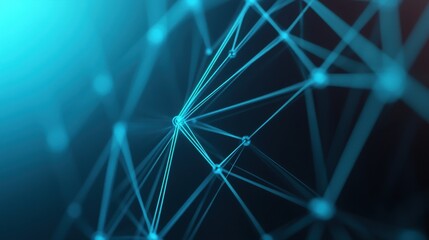 Abstract network structure with interconnected lines and nodes, creating a modern technological background in vibrant blue tones.