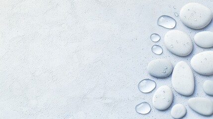 Poster - Smooth Pebbles with Water Droplets and Soft Hues