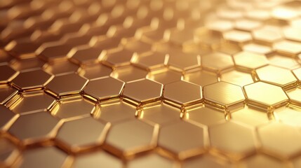Poster - Golden Honeycomb Close-Up with Natural Light Effects