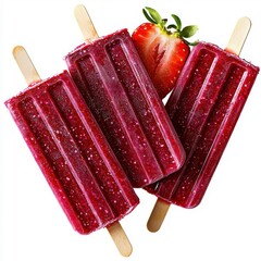 A vibrant strawberry popsicle design isolated on a clean white background.