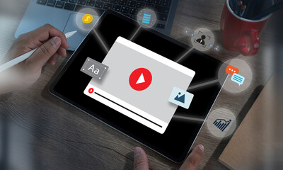 Poster - marketing strategy digital marketing business and latest analysis technologies cyberspace