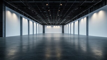 Poster - A spacious, modern exhibition hall with polished floors and ample lighting for events.
