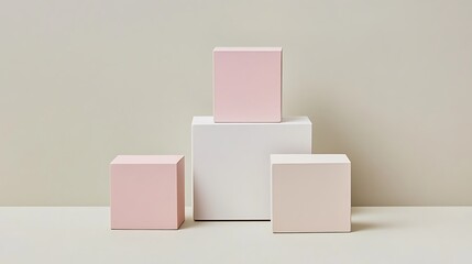 Poster - Product Display with Pastel Cube Platforms Abstract Gradient Background with Copy Space