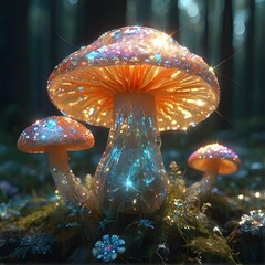 Wall Mural - Sparkling Magical Mushroom