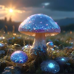 Wall Mural - Sparkling Magical Mushroom