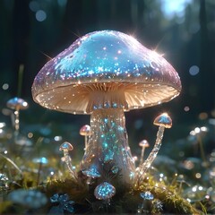 Wall Mural - Sparkling Magical Mushroom